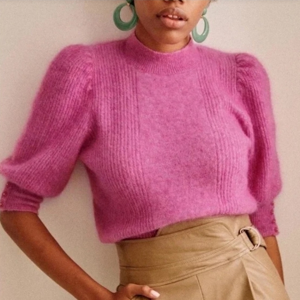 Sezane Sweater Sezane Rosalie Puff Sleeve Sweater Sezane Jumper Vintage Knit Top